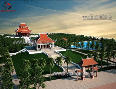Thiết kế đền thờ kết hợp chùa tại tỉnh Bình Dương