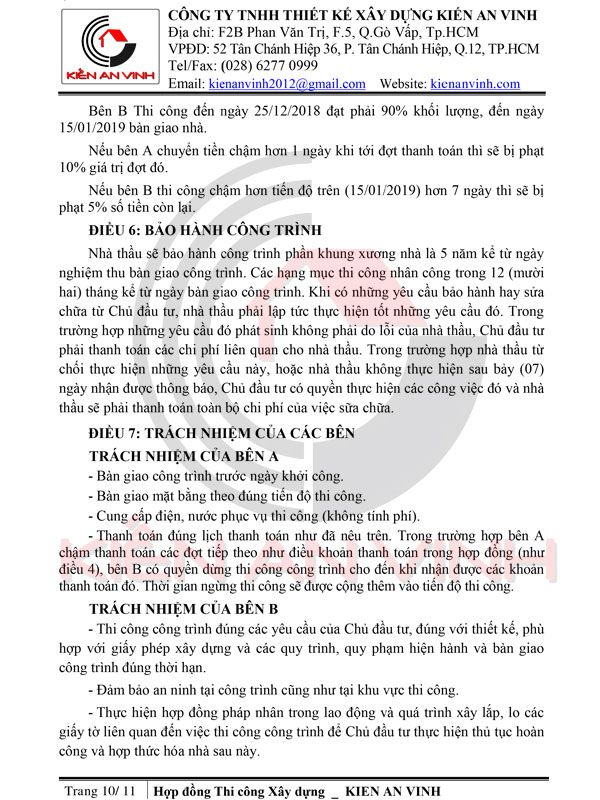 hợp đồng thi công biệt thự trọn gói 10